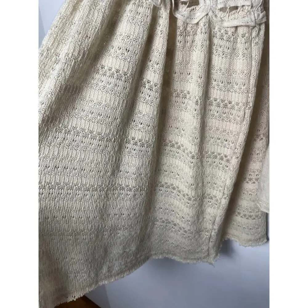 Gimmicks by BKE Crochet Tunic Top Crochet Boho Bell Sleeve Relaxed Mini Dress M